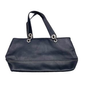 Tommy Hilfiger Black Faux Leather Silver Hardware Shoulder Bag Y2K Style